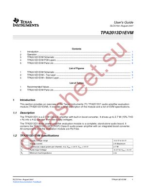 TPA2013D1EVM datasheet  